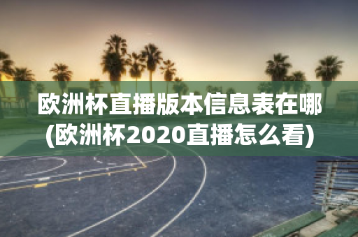 欧洲杯直播版本信息表在哪(欧洲杯2020直播怎么看)